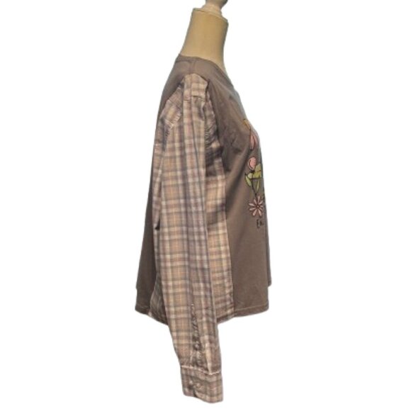 Handmade Baby Yoda "Enjoy The Little Things" Upcycled Long Sleeve Pullover Shirt - Picture 2 of 6